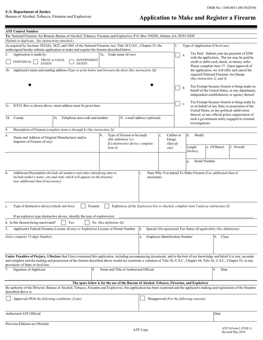 ATF Form 1 NFA Tax Stamp Walk-Through Guide