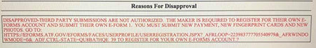 Third Party Submissions are Not Authorized for ATF eForm 1's