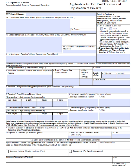Download Fillable .PDF ATF Form 4