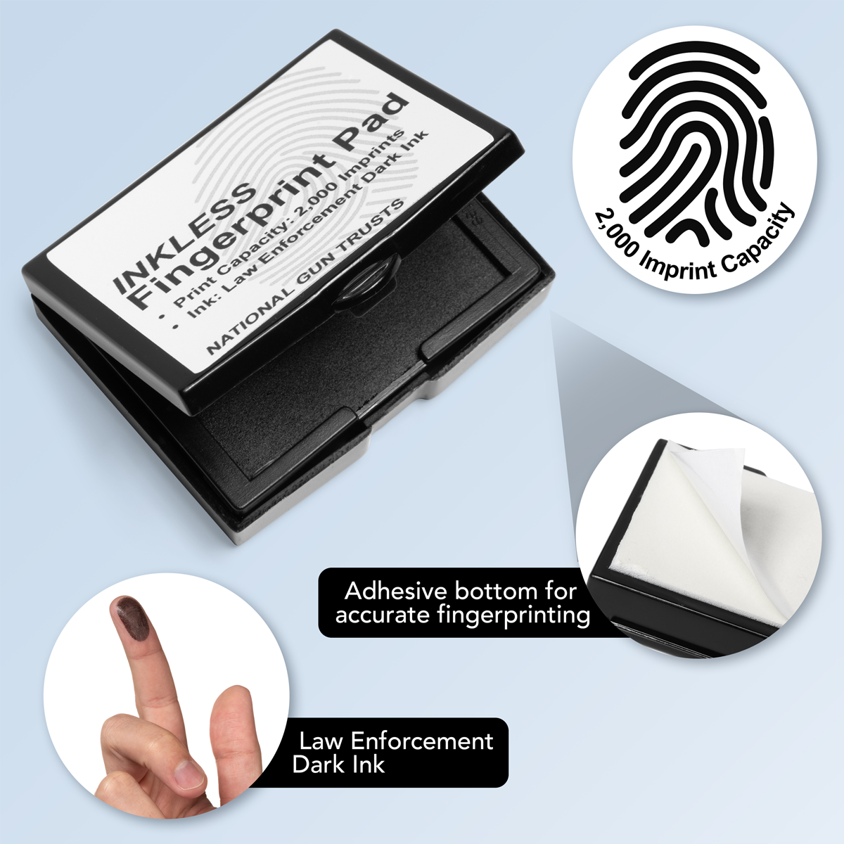 Law Enforcement Dark Inkless Fingerprint Ink Pad