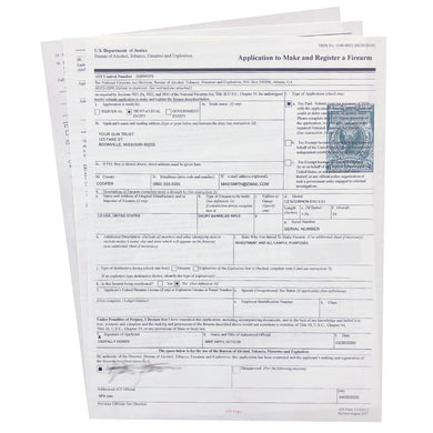 Approved ATF eForm 1 Tax Stamp Printing Service