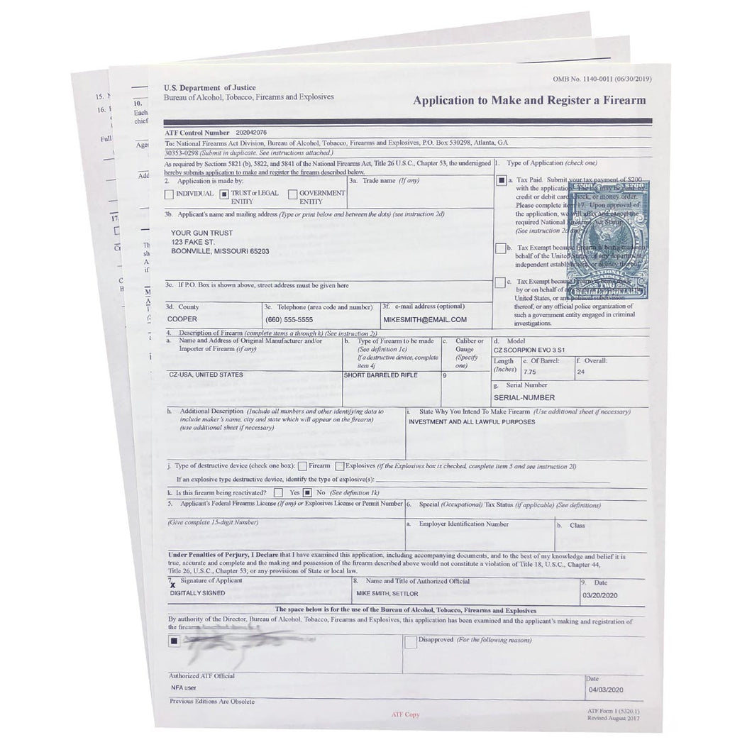 approved atf eform tax stamp printing service โ national gun trusts