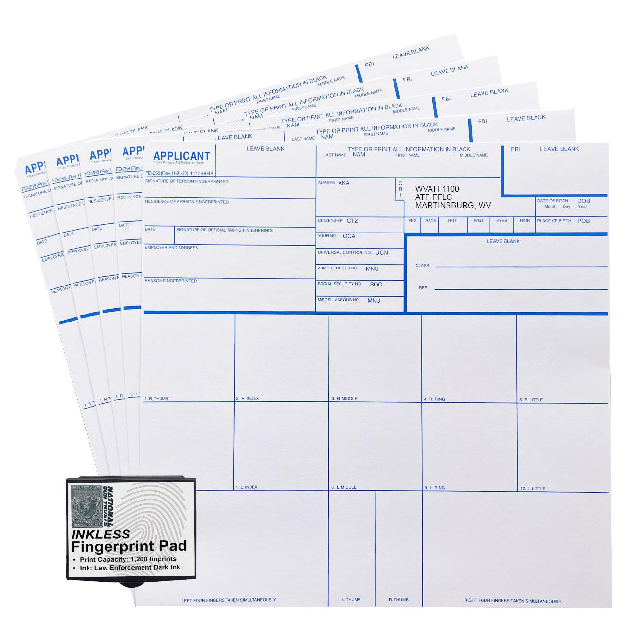 Fingerprint Form.pdf ATF Compliant FD-258 Fingerprint Cards for NFA Tax Stamp Applications ...