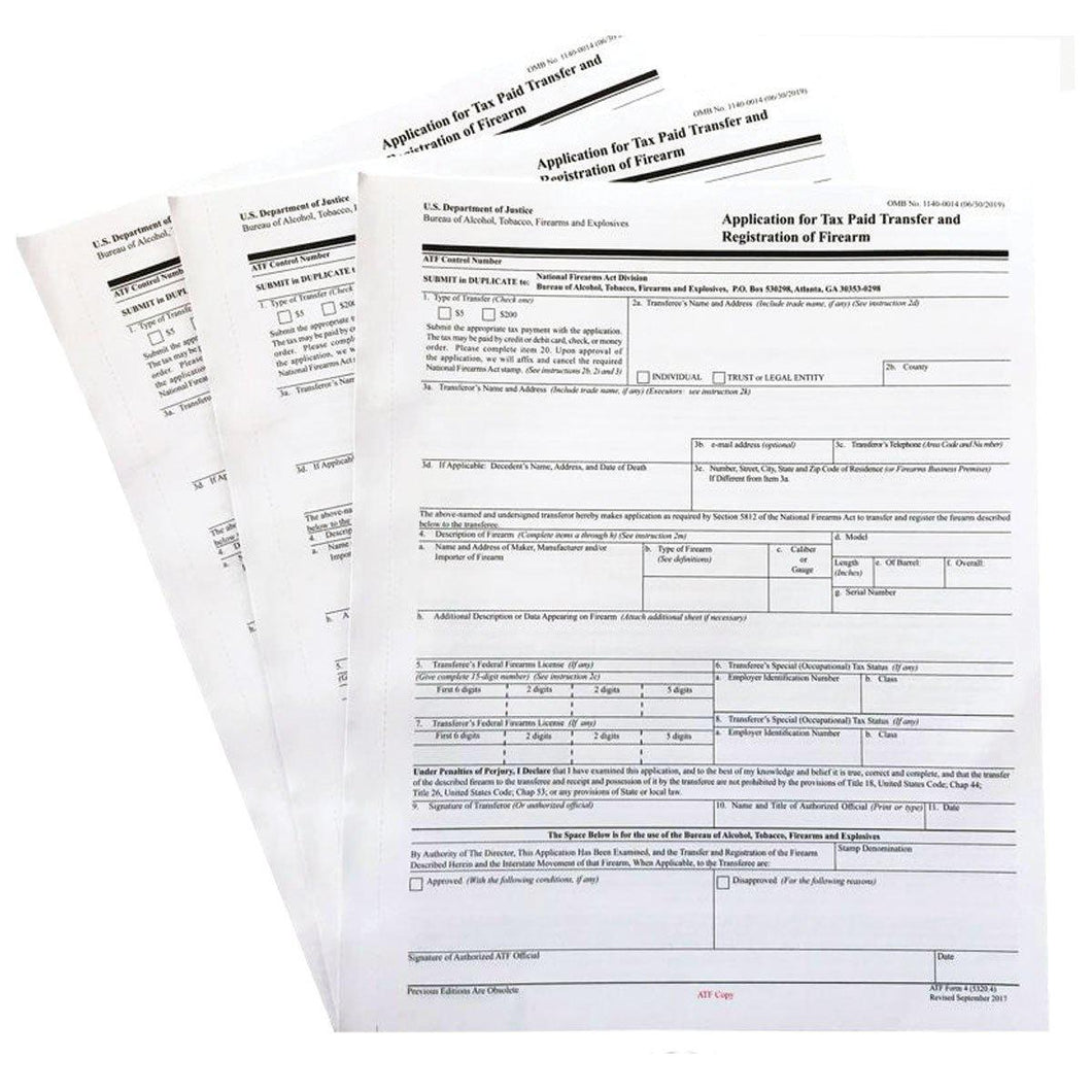 Official ATF Form 5320.4 - ATF Form 4 - Paper Application Form ...